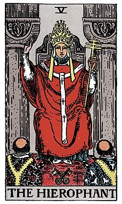 The Hierophant Card from the Rider-Smith-Waite tarot deck